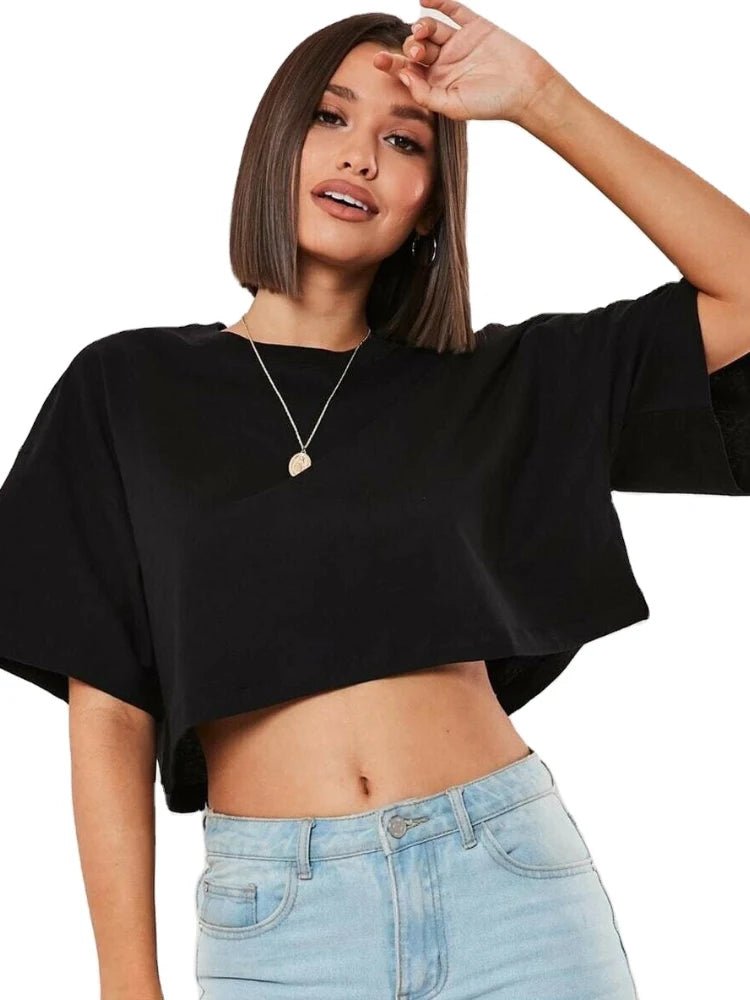 Women's Cotton Blend Short Sleeve Sport T-Shirt Loose Fit Yoga Fitness Casual Top