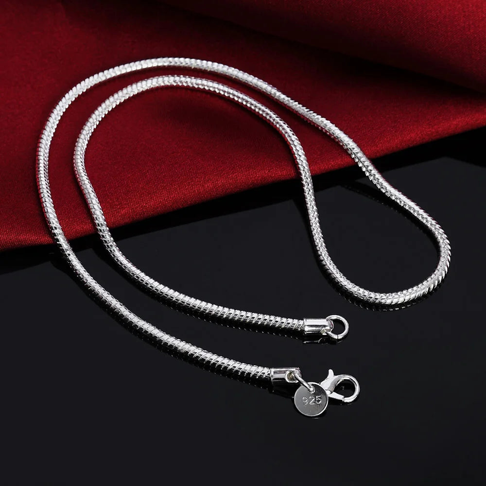 925 Silver Snake Chain Necklace (1mm / 2mm / 3mm) | Wovetsa