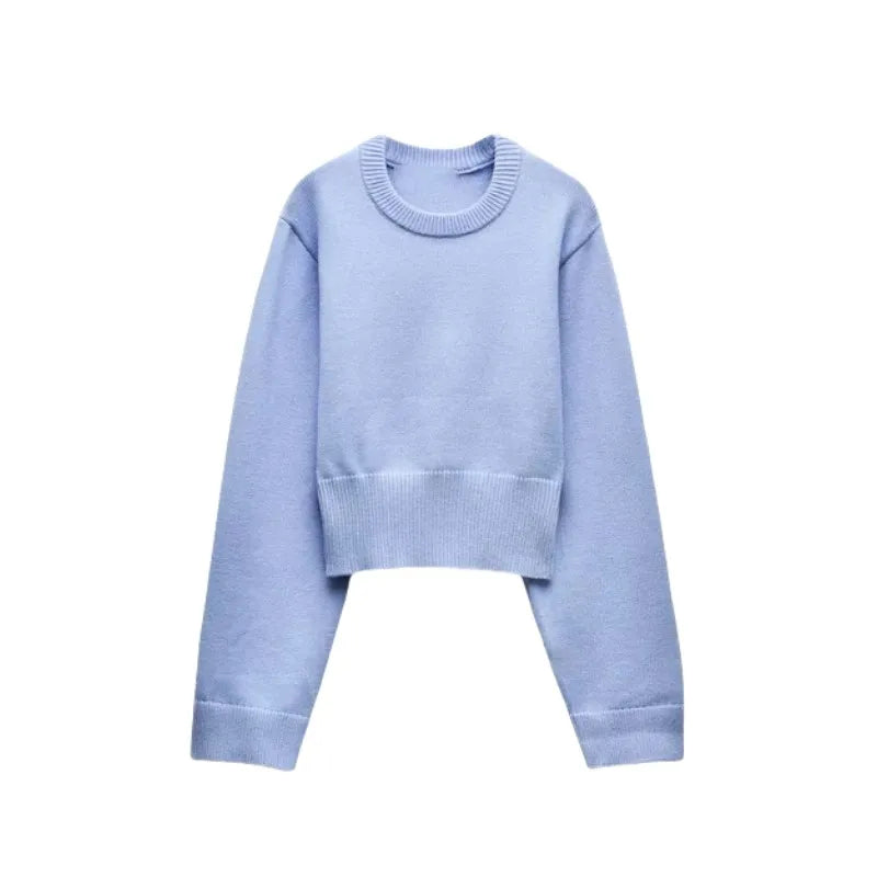 Loose sleeve round neck knitted sweater 2025 new product ladies ultra-wide ribbed hem long sleeve short cardigan