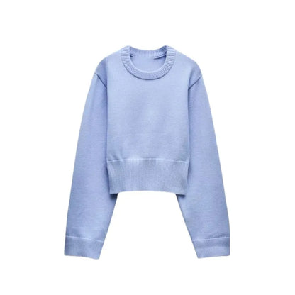 Loose sleeve round neck knitted sweater 2025 new product ladies ultra-wide ribbed hem long sleeve short cardigan
