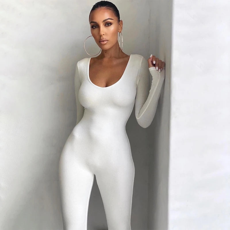 Skinny Long Sleeve Bodycon Jumpsuit | Wovetsa