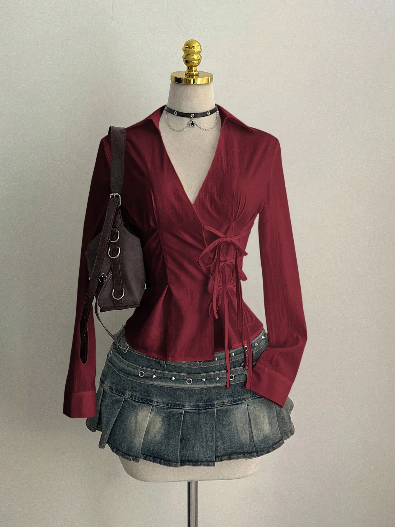 Side Strap Slim Fit Long Sleeve Shirt | Wovetsa
