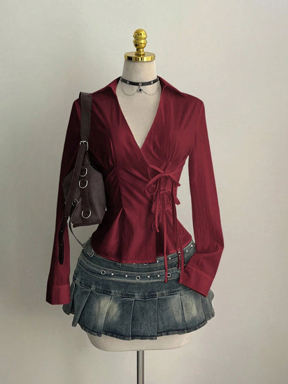Side Strap Slim Fit Long Sleeve Shirt | Wovetsa
