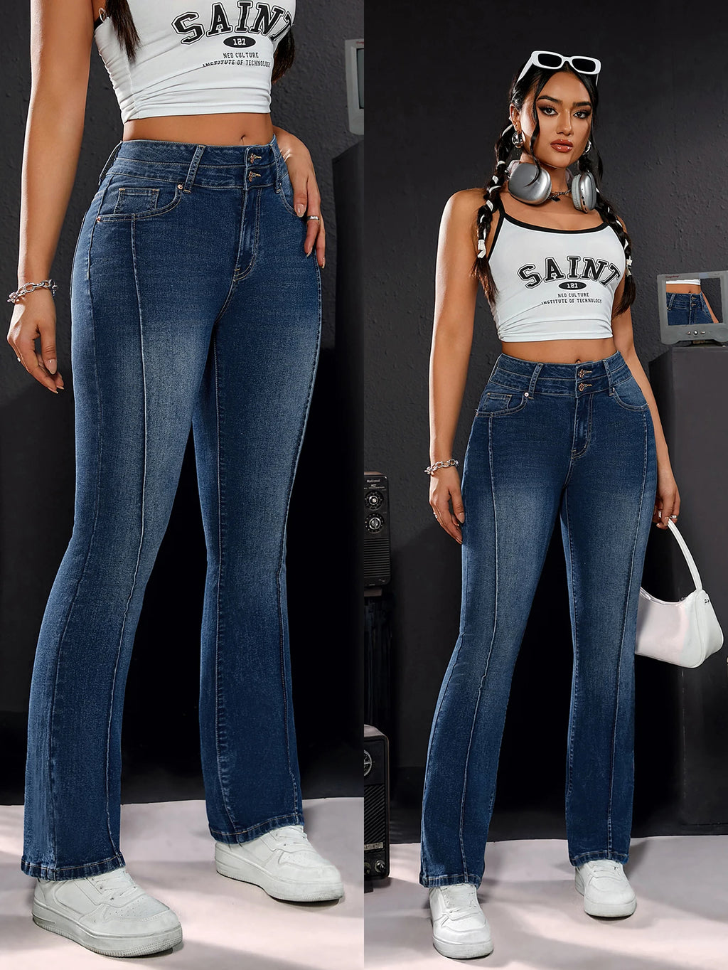 Women's Stretch Slim Straight Denim Jeans | Wovetsa