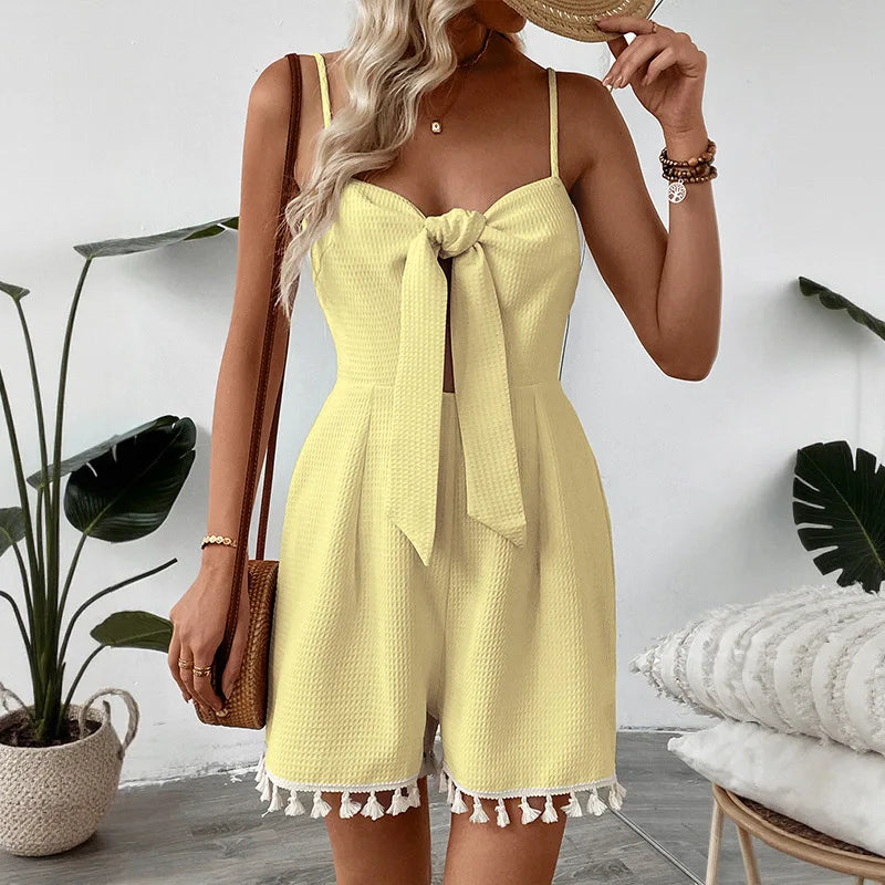Loose Solid Short Romper | Wovetsa