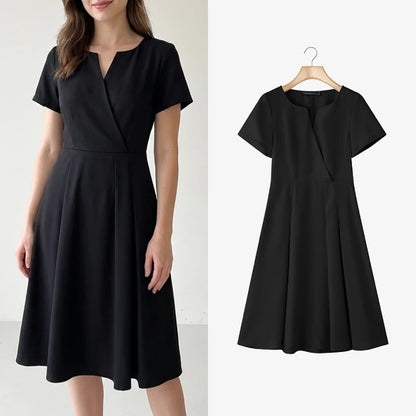 V-Neck A-Line Midi Dress | Wovetsa