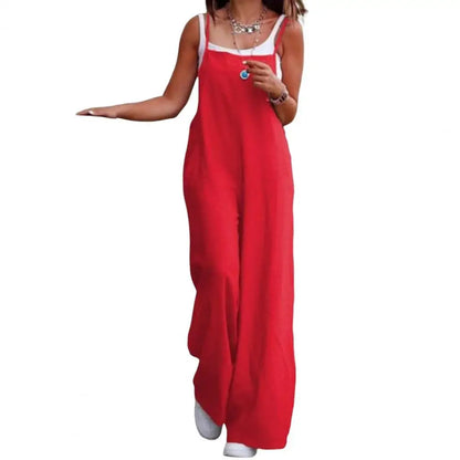 Backless Spaghetti Strap Wide-Leg Jumpsuit | Wovetsa