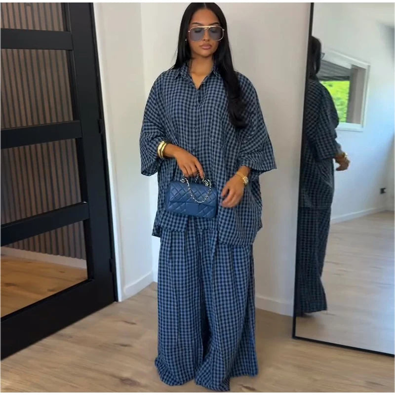 Lapel Shirt & Wide-Leg Pant Set | Wovetsa