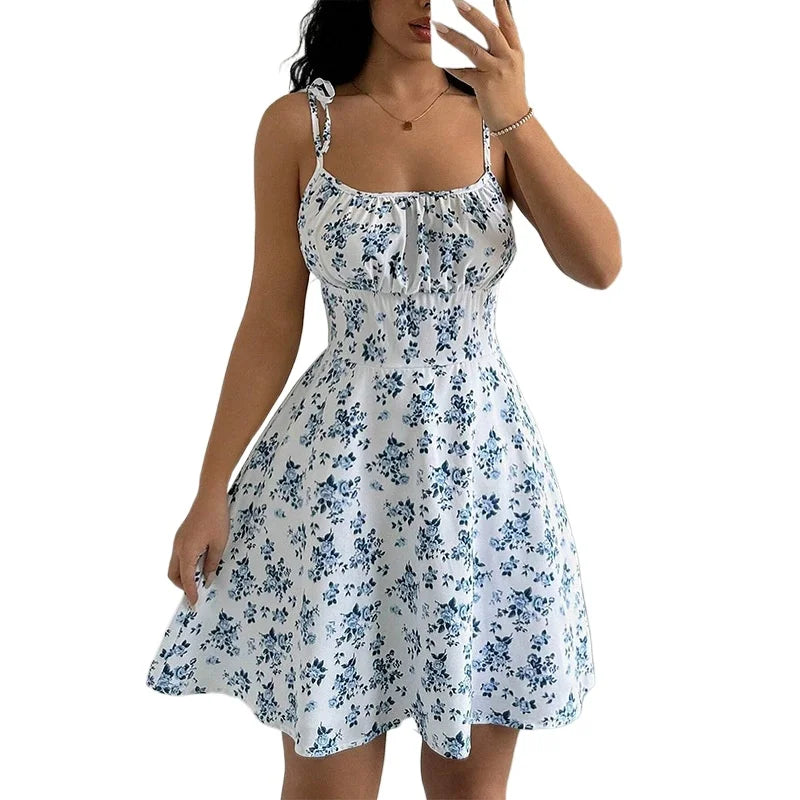 Floral Spaghetti Strap Beach Dress | Wovetsa