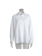Bornladies 100% Cotton Spring Summer Versatile Lazy Casual Shirt Women's Fashionable Solid Color Loose Shirt Cardigan Shirt