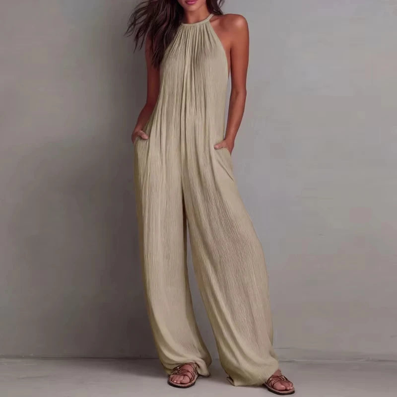 Halter Neck Wide Leg Jumpsuit | Wovetsa