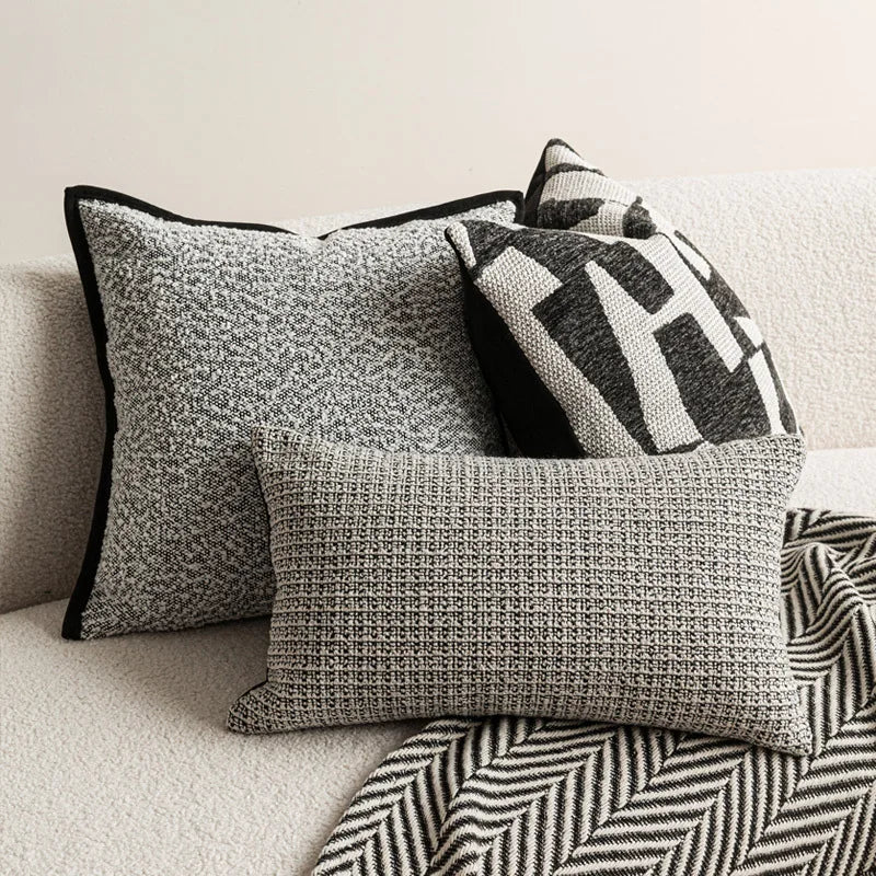 Black & White Jacquard Cushion Cover | Wovetsa