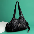 Y2K Rivet Punk Leather Tote Bag | Wovetsa