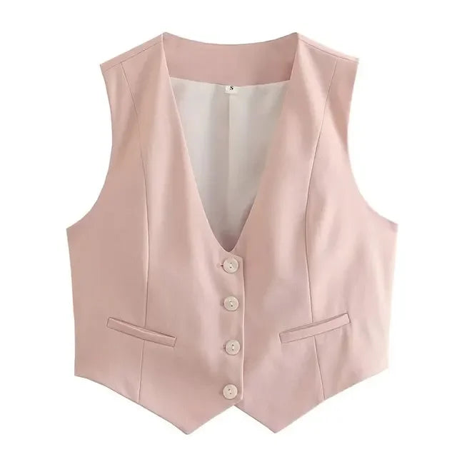 Cropped Suit Vest | Wovetsa