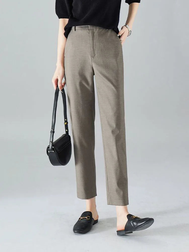 High-Waist Straight Suit Trousers | Wovetsa