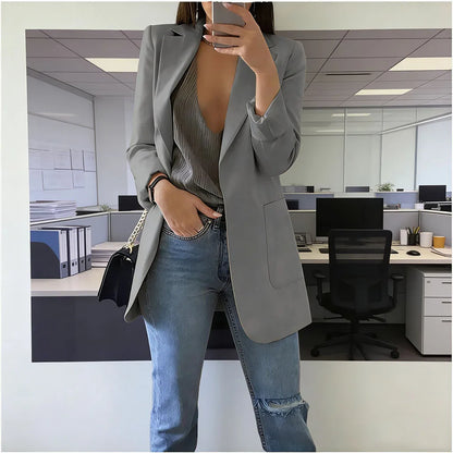 Lapel Blazer Loose Fit Buttonless | Wovetsa