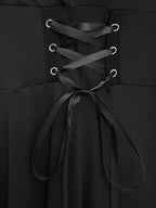 Plus Size Gothic Lace-Up Hooded Dress | Wovetsa