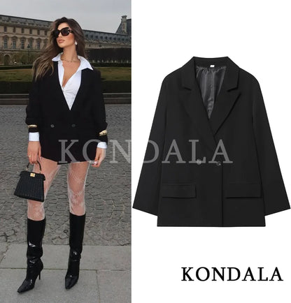 Double Breasted Notched Lapel Blazer | Wovetsa