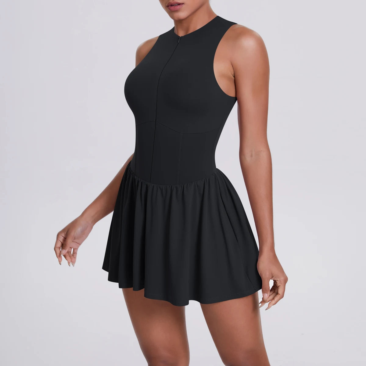 Sleeveless Yoga Bodysuit & Skirt Set | Wovetsa