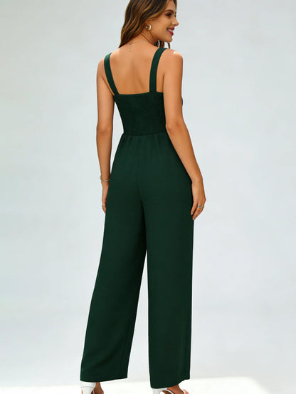 Solid Color Wide Leg Jumpsuit | Wovetsa