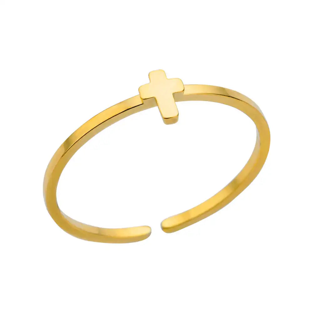 Gold-Tone Stainless Steel Cocktail Ring | Wovetsa