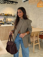 Striped Turtleneck Loose Blazer | Wovetsa