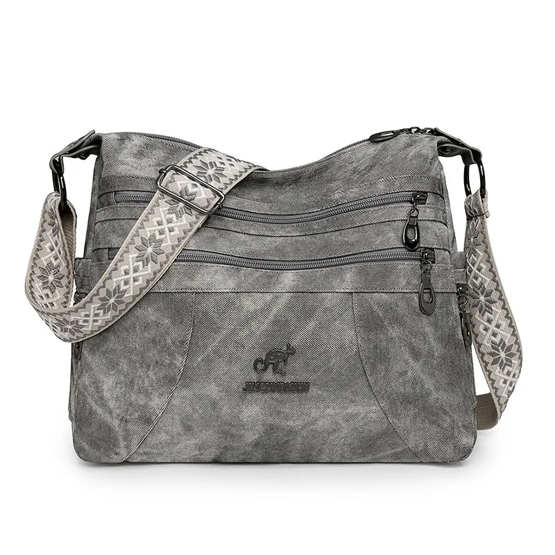 Denim Multi-Layer Crossbody Shoulder Bag | Wovetsa