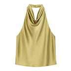 Satin Halter Backless Camisole Top | Wovetsa
