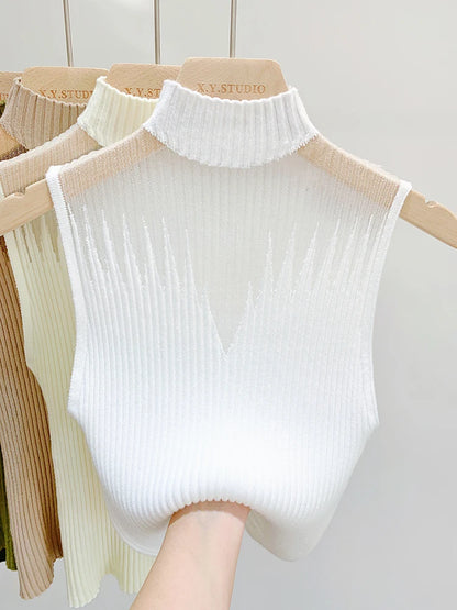 Y2K Mesh Knit Tank Top | Wovetsa