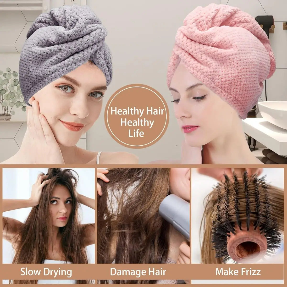 Microfiber Hair Towel Wrap Fast Drying Button-Down | Wovetsa