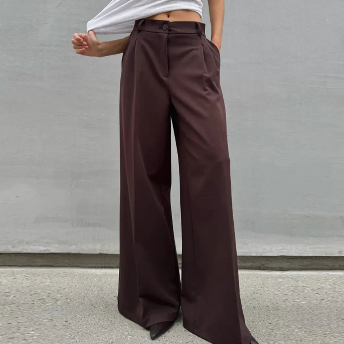 High-Waist Wide Leg Office Trousers | Wovetsa