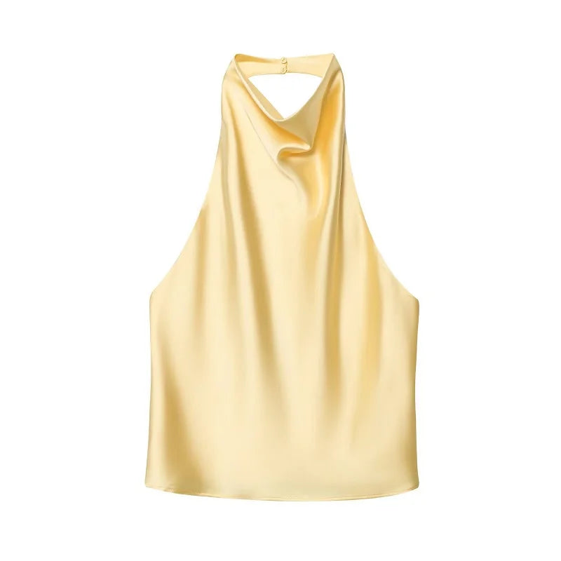 Satin Halter Backless Camisole Top | Wovetsa