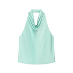 Satin Halter Backless Camisole Top | Wovetsa