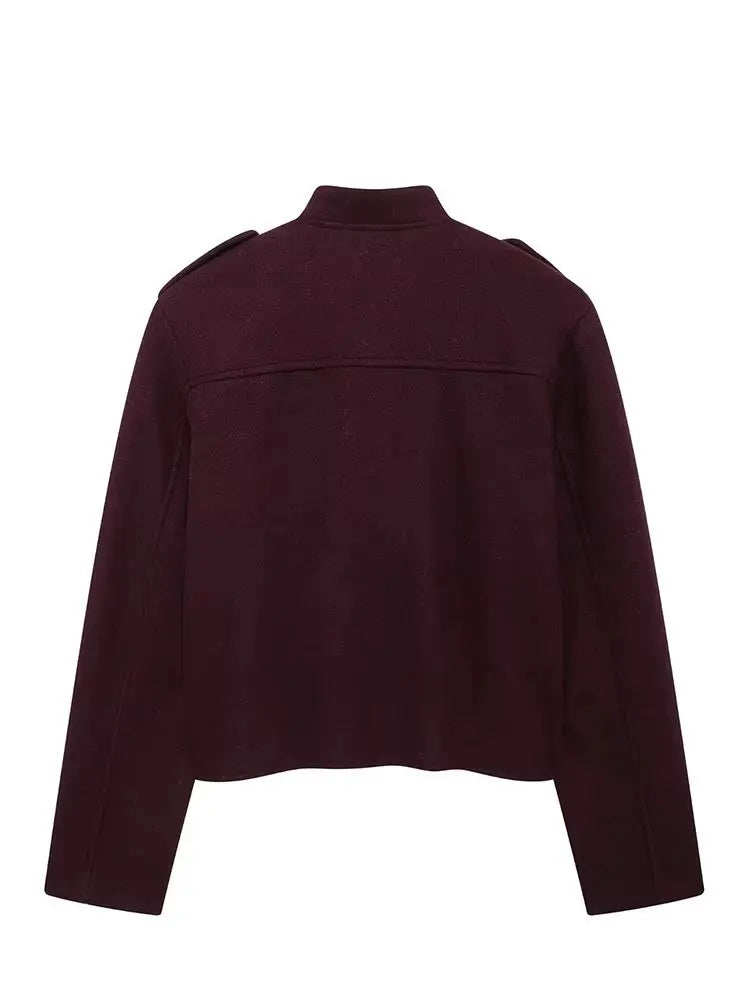 Vintage Wine Red Single Breasted Jacket | Wovetsa