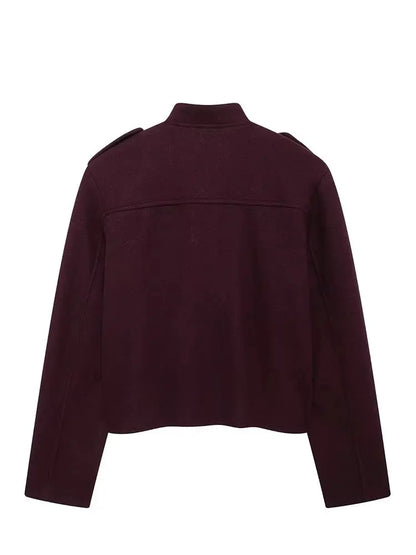 Vintage Wine Red Single Breasted Jacket | Wovetsa