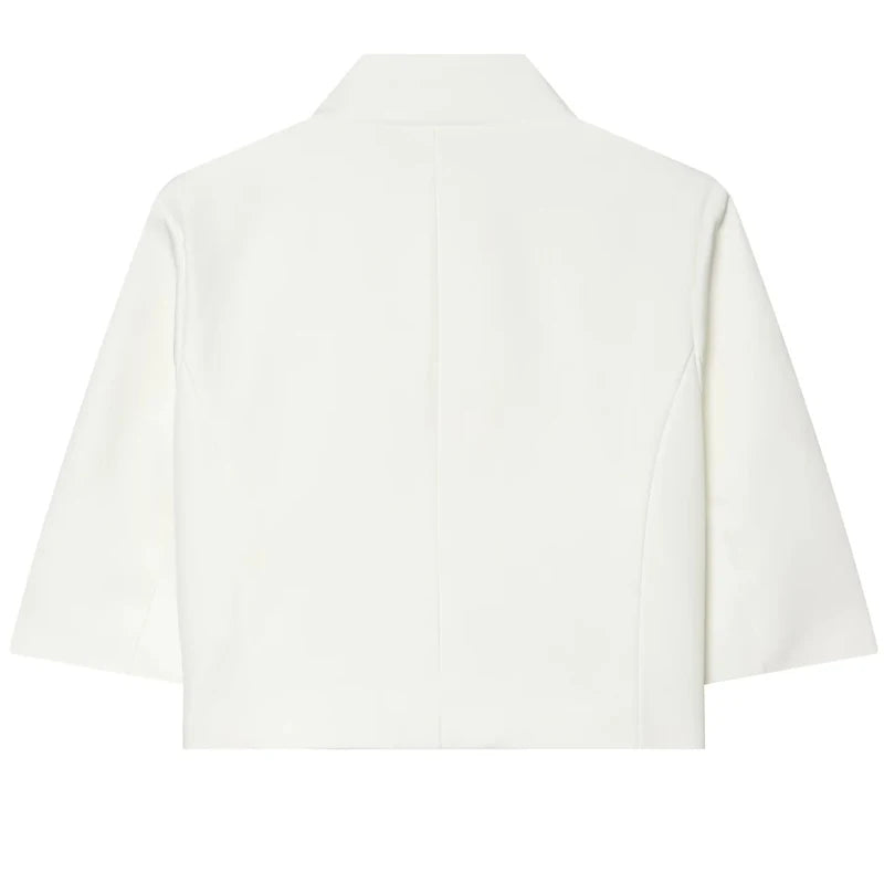 Asymmetric Crop Blazer Short Sleeve | Wovetsa