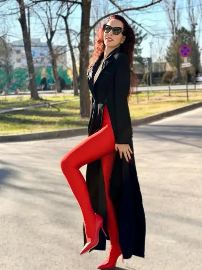 Extra Long Split Slim Blazer Coat | Wovetsa