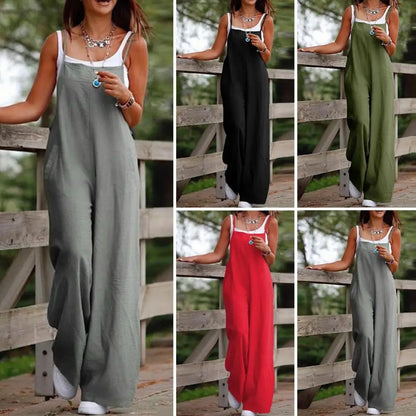 Backless Spaghetti Strap Wide-Leg Jumpsuit | Wovetsa