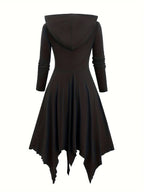 Plus Size Gothic Lace-Up Hooded Dress | Wovetsa