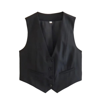 Cropped Suit Vest | Wovetsa