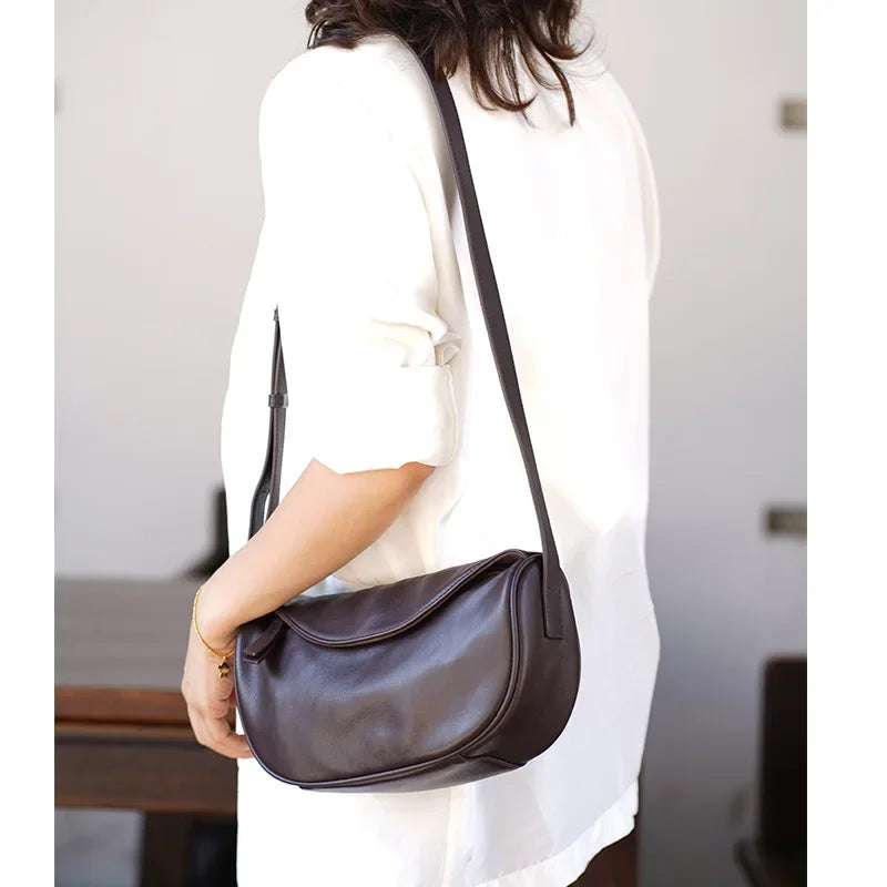 Genuine Leather Saddle Crossbody Bag | Wovetsa