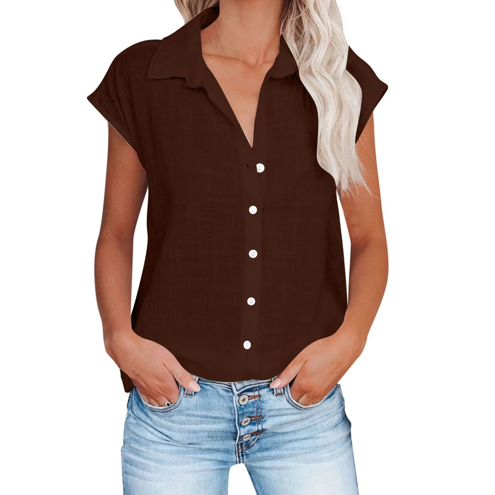 Loose Short Sleeve Casual Shirt | Wovetsa