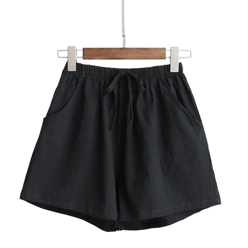 High Waist Cotton Linen Shorts | Wovetsa