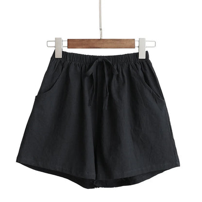 High Waist Cotton Linen Shorts | Wovetsa