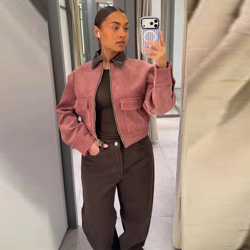 Lapel Lace-Up Cropped Jacket | Wovetsa