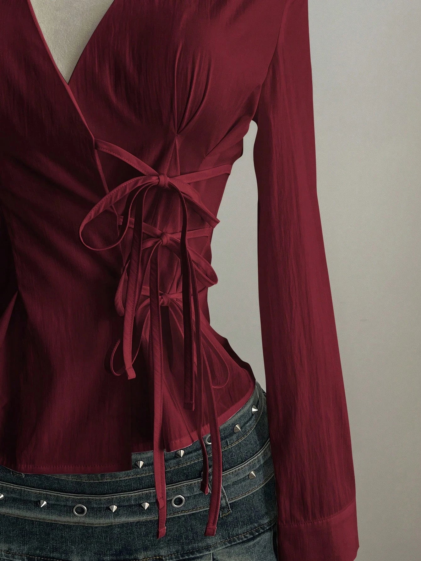 Side Strap Slim Fit Long Sleeve Shirt | Wovetsa
