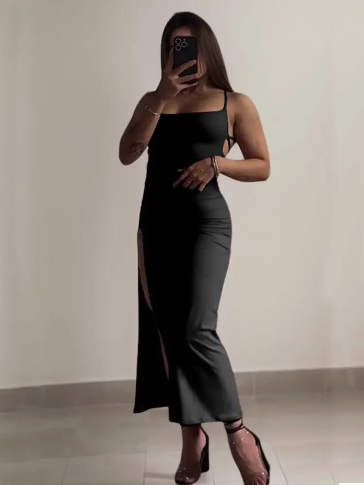 Halter Strap Bodycon Midi Dress | Wovetsa