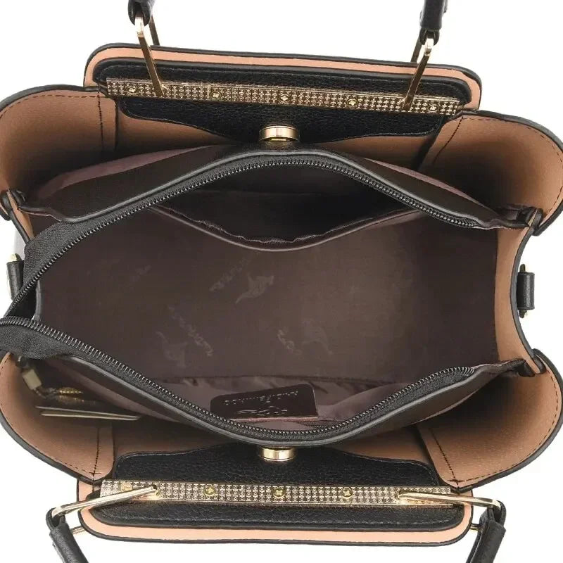 Soft PU Leather Square Tote Bag with Appliqué Detail | Wovetsa