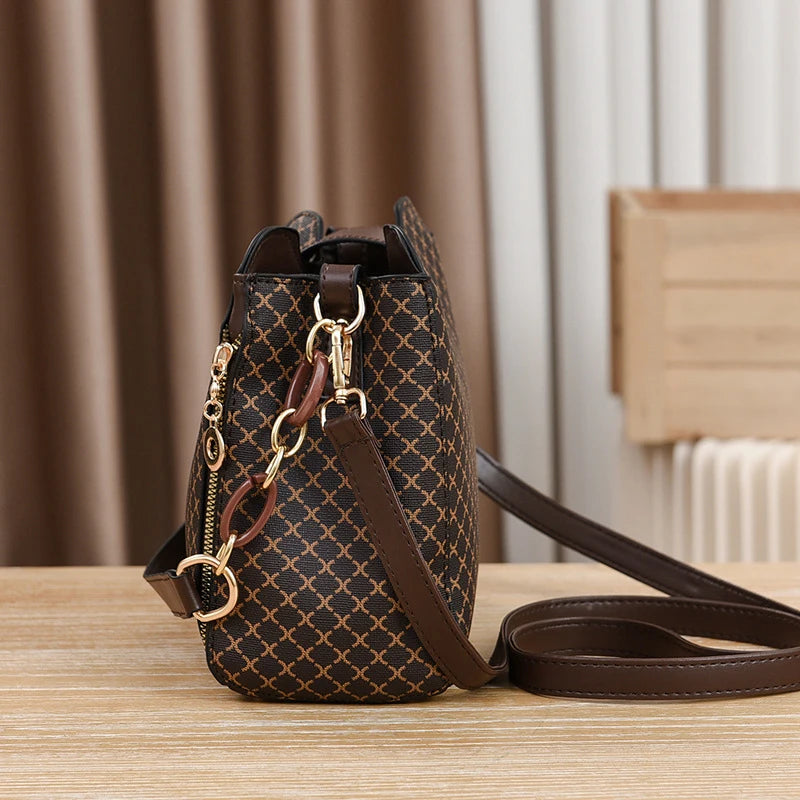 Check Print Bucket Crossbody Bag | Wovetsa