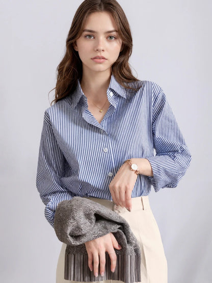 Striped Lantern Sleeve Blouse | Wovetsa
